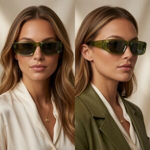 Women Sunglasses Fashion Green Frame Shield Retro Running Fishing Shades Luxury